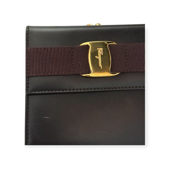 Salvatore Ferragamo Vara Bow Kisslock Wallet | Brown Leather - Picture 4 of 8